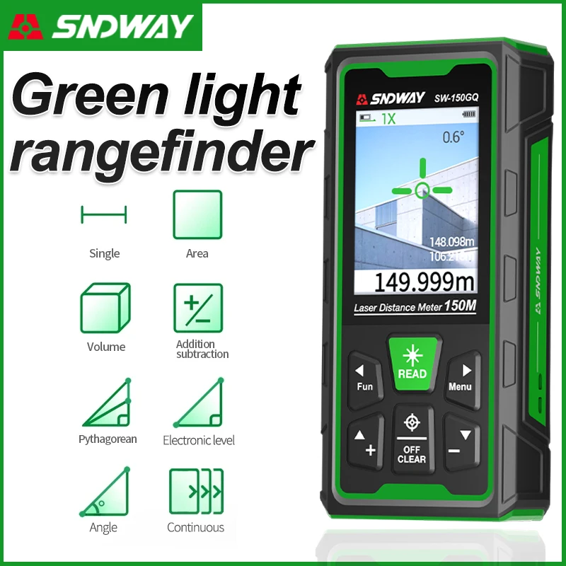 Industrial Laser Rangefinder - Green Laser Distance Meter Digital Rangefinder