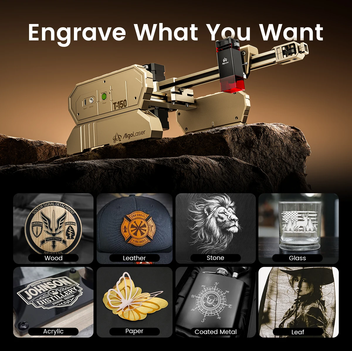 Industrial Laser Etching Machine - Algolaser T150 Cantilever Laser Engraver Portable