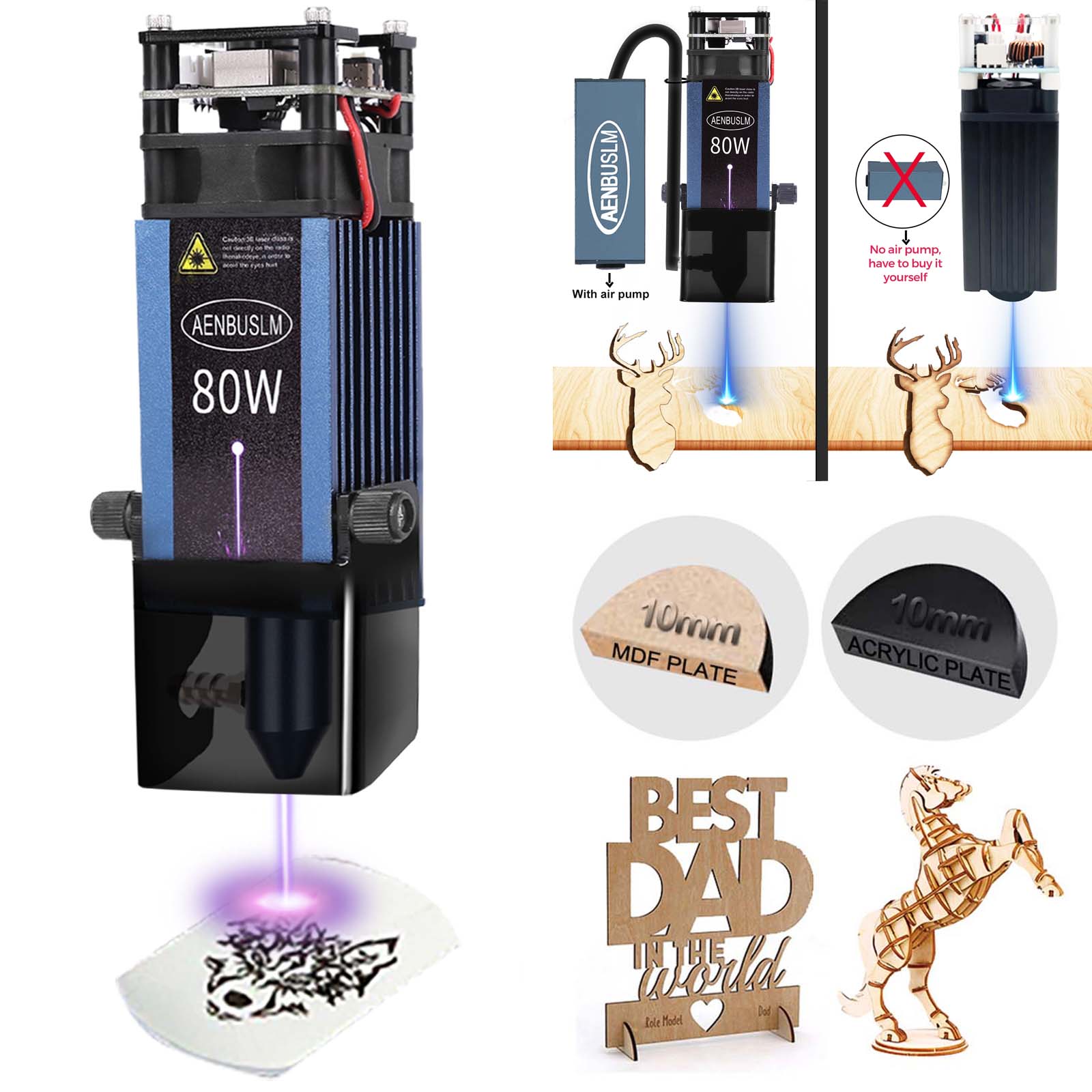AENBUSLM 40W 80W Laser Cutting - Metal Laser Cutter Head recension och pris